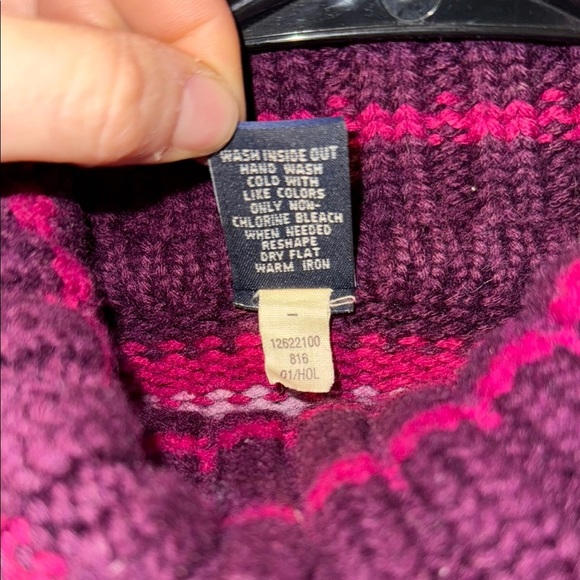 Y2K vintage GAP Women's Wool Striped Sweater - Pink and Purple - Picture 4 of 6